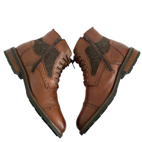 Johnston & Murphy Fullerton Leather Cap Toe Lace Up Boots Size 9 Brogue EUC - Picture 7 of 11